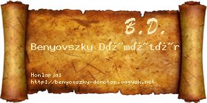 Benyovszky Dömötör névjegykártya